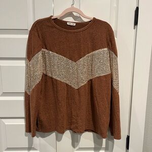 Burnt orange and sequin sweater medium